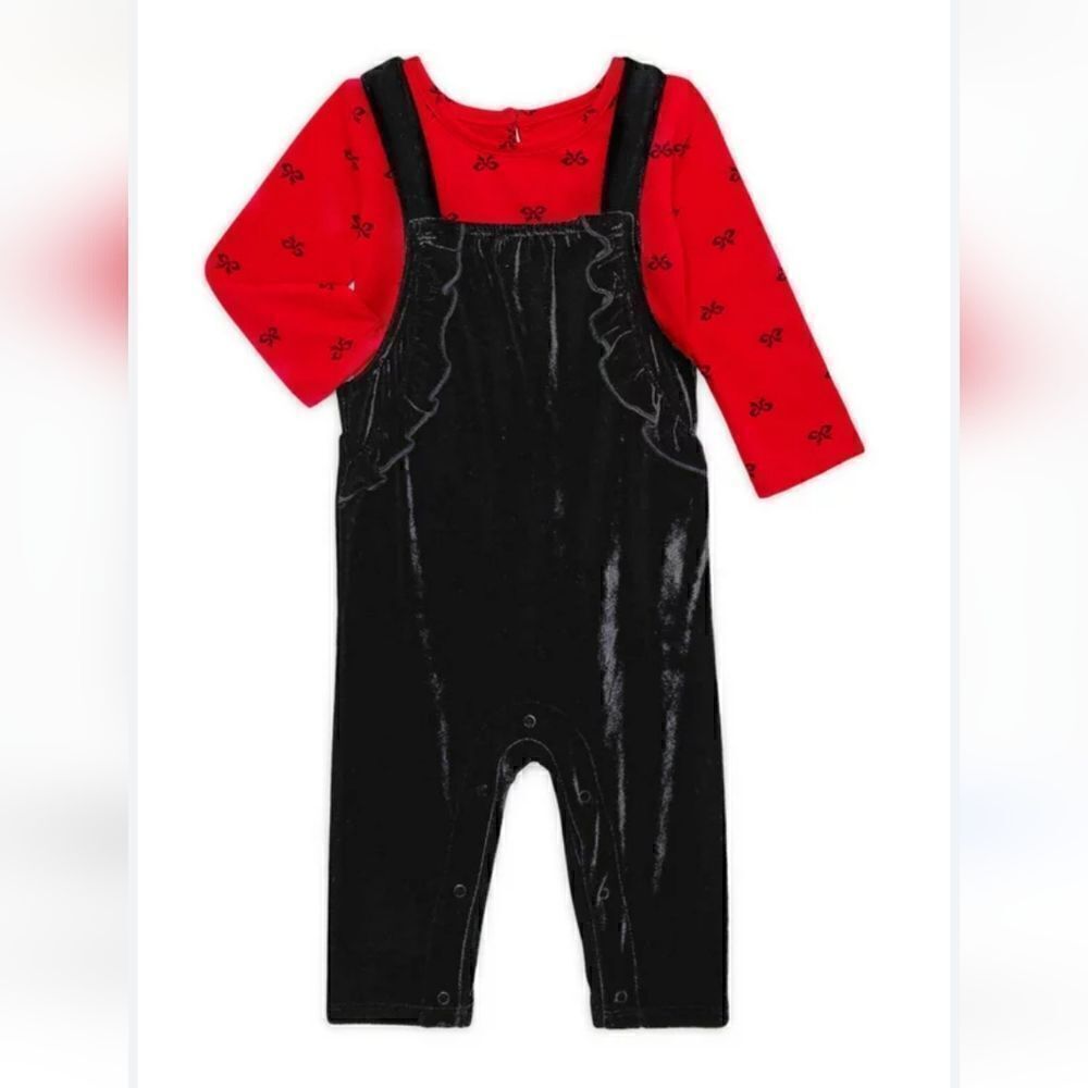 New Baby Girl Christmas Overall and Bodysuit Outfit